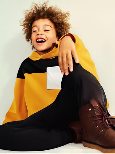 Image of Boys Clothes 2pcs Tween Boy Color Block Hoodie + Pants Little Boys Fall Winter Outfits Set, 4-12 Years