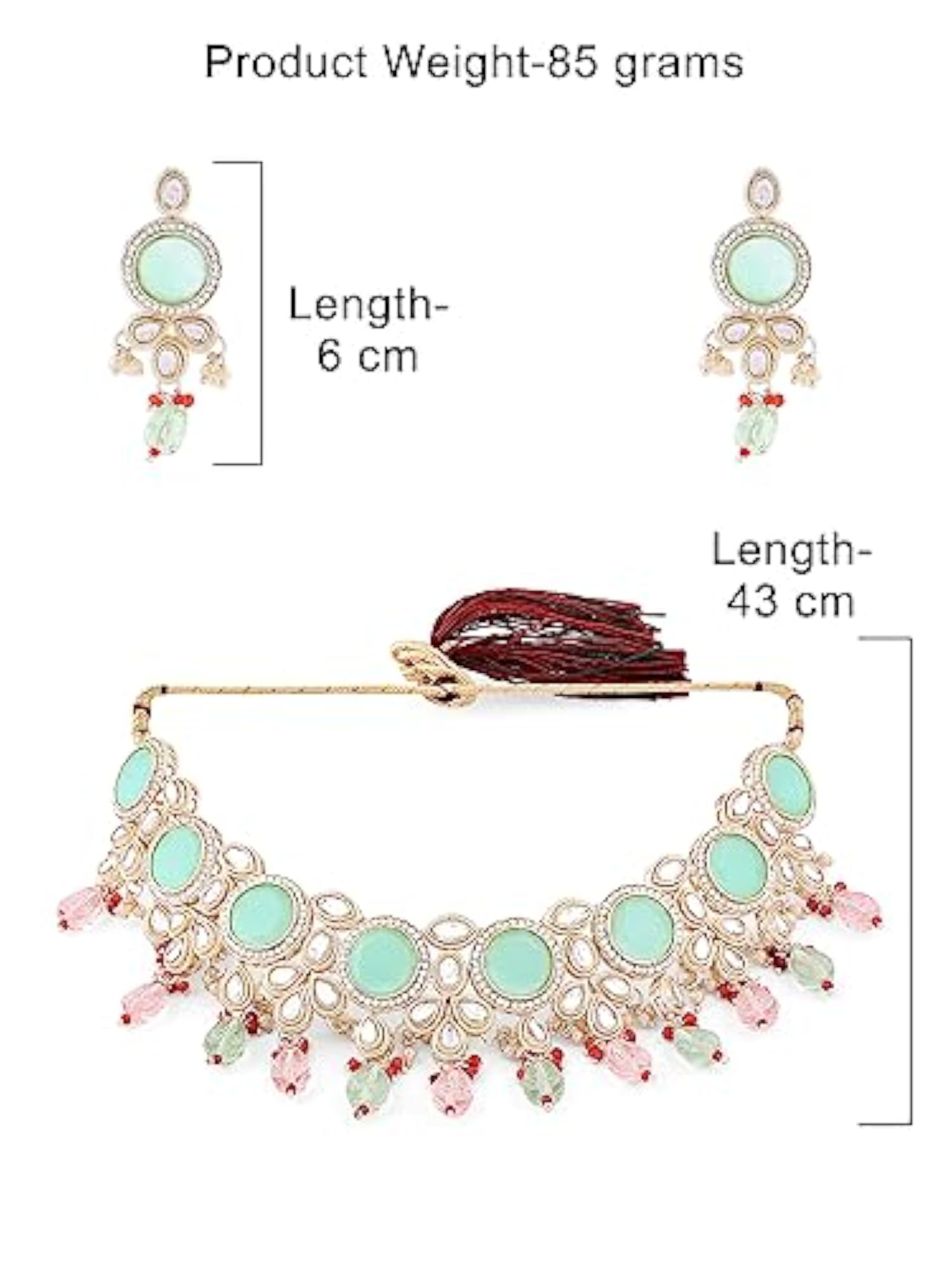 Stones Beads Kundan Choker Necklace Earring Set