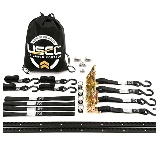 US Cargo Control 6 Foot Motorcycle Tie Down System with Black L-Track, Complete Truck & Trailer Tie Down System for Motorcycles & ATVs, Includes L-Track Components and 6 Motorcycle Tie Down Straps