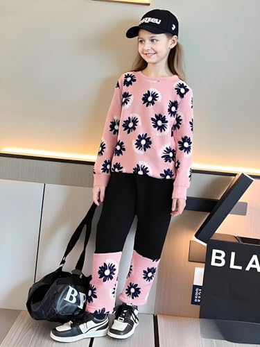 Image of Kids Toddler Girl Clothes Heart Letter Print Long-sleeved round collar top+Letter Print Pants Outfits Set