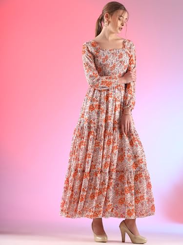 Image of Sheetal Associates Women's Georgette Printed Casual Maxi Fit and Flare Dress
