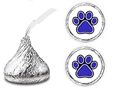 216 Paw Print Kisses Stickers Labels, Animal Paws Stickers for Party Favors, Any Event Decorations, Gift (Blue) Made in USA
