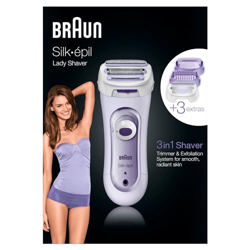 Braun Silk-Épil LS5-560 Rasoir électrique sans fil, peigne et système exfoliant 3 en 1, couleur lilas