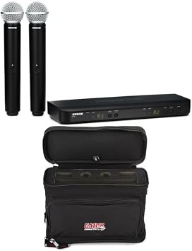 Shure BLX288/SM58 Dual Channel Wireless Microphone System with Two Handheld SM58 Mics, Durable Storage Bag, Professional Audio Performance, Ideal for Live Performances, Presentations, and Events