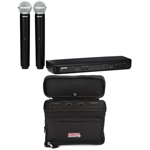 Shure BLX288/SM58 Dual Channel Wireless Microphone System with Two Handheld SM58 Mics, Durable Storage Bag, Professional Audio Performance, Ideal for Live Performances, Presentations, and Events