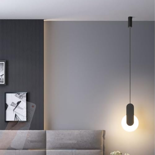 Lámpara colgante LED negra regulable de techo para cocina y comedor