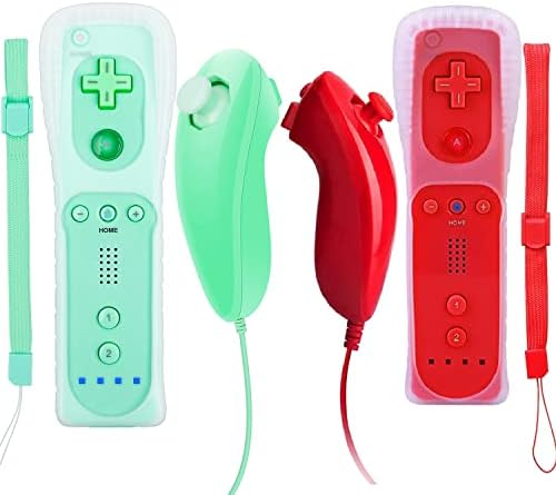 Wii Controller, JTao-tec 2 Packs Wii Controller and Wii Nunchuck for Wii and Wii U Console, with Silicone Case and Wrist Strap