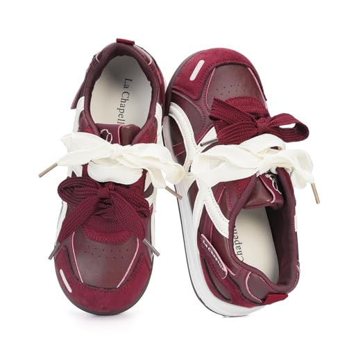 La Chapelle Womens Fashion Sneakers Casual Comfortable Walking Shoes Lightweight Lace-up Tennis Shoes Non-Slip Trainers for Daily Wear