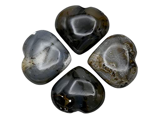 Dendrite Agate Crystal Heart Palm Stone - Pocket Massage Worry Stone for Natural Body Chakra Balancing Reiki Healing and Crystal Grid - Image 2
