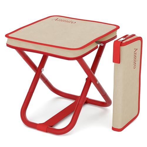 Anmiro Portable Folding Camping Stool, 12.6 Inch Lightweight Mountaineering Hiking Stool, Outdoor Beach Fishing Garden Foldable Stool with Carry Bag, Supports Up to 200LB - image 1