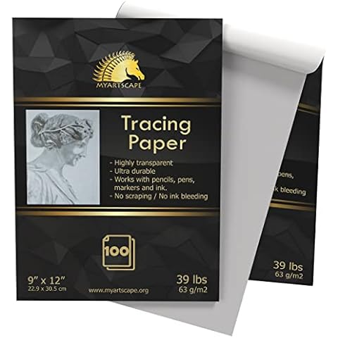 Tracing Paper Pad - 39lb - 9" x 12" - 100 Transparent Sheets - Artist Quality - MyArtscape Cover