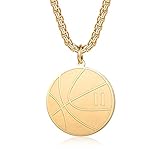 Susook Basketball Number Necklace for Boys Gold Stainless Steel Basketball Pendant Sport Jewelry Gifts for Men