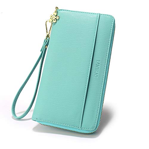 Lanyani Women Soft Vegan leather Wallet RFID Blocking Phone Wristlet Clutch With Strap