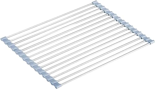 Seropy Roll Up Dish Drying Rack Over Sink Over The Sink Dish Drying Rack Kitchen Dish Drainer, Folding Dish Rack for Kitchen Sink Counter Stainless Steel Mat Foldable Dish Dryer Racks(17.5" x 13.7")