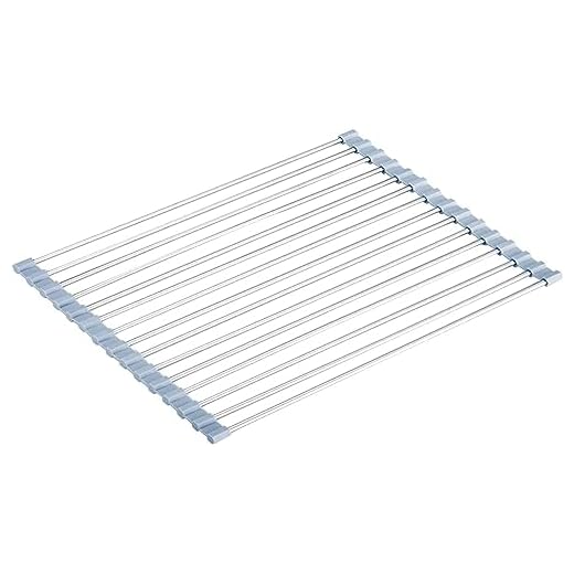 Seropy Roll Up Dish Drying Rack Over Sink Over The Sink Dish Drying Rack Kitchen Dish Drainer, Folding Dish Rack for Kitchen Sink Counter Stainless Steel Mat Foldable Dish Dryer Racks(17.5" x 13.7")
