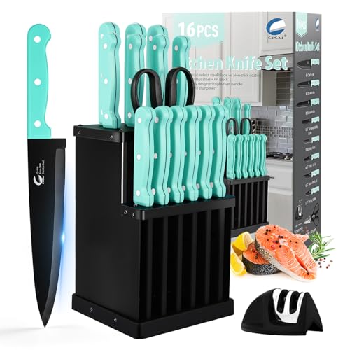 CuCut 16-Piece Kitchen Knife Set with Block - High Carbon