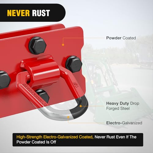 Image of Nilight 1 /2 inch Heavy Duty Trailer D Ring Tie Down Anchors with Backing Plates | 12,000 lb max load forged steel, mounting hardware included, for trailer tractor UTV truck,2 pack red