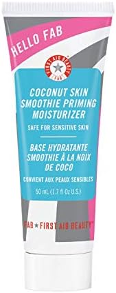 First Aid Beauty Hello FAB Coconut Skin Smoothie Priming Moisturizer, 2-in-1 Moisturizer and Makeup Primer – 1.7 Oz.