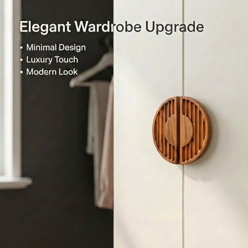 Image of Crescent Groove Half Moon Teak Wood Handle /Main Door Handle /Pull Push Handle for Door /Wardrobe Handle /Complete Set of 1 Handles (Left & Right) 6 * 3 Inch - Model 5007-| 3 Years Warranty |