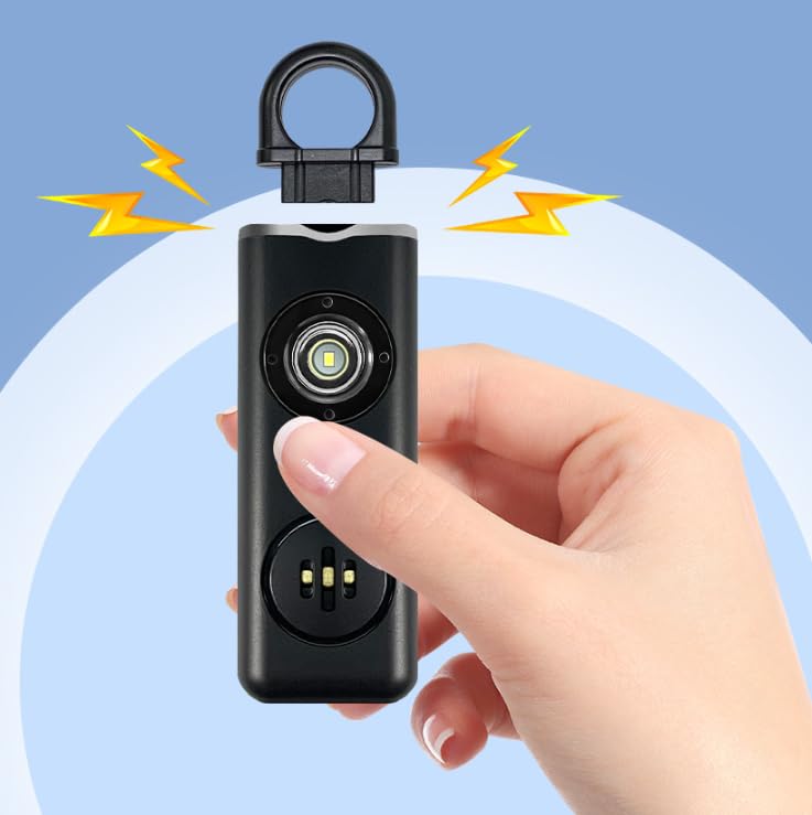 Version Alarme Personnelle Autodéfense 130dB Rechargeable USB, Porte-clés de Sécurité avec Flash LED SOS pour Femmes, Enfants et Seniors