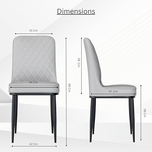 Image of Jewel Premium Leather Dining Chair with Strong Metal Legs, Cushioned Seat, Chair for Dining, Living Room, Bedroom & Balcony (Grey)