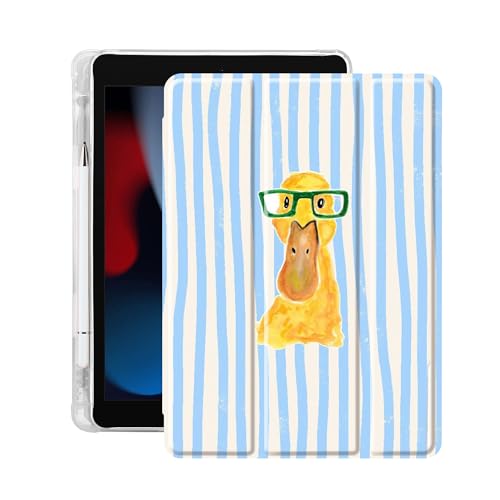 Idocolors Cute Funny Animal Case for iPad 11-Inch (A16 Chip) 2025 11th Gen/iPad 10.9-Inch 2022 10th Gen, Built-in Pencil Holder with Soft TPU Clear Back Shell, Auto Wake/Sleep, Gentlemanly Duck