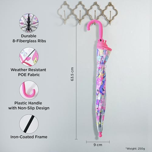 Image of UMAI 64.5 cm Folding Umbrella Transparent | 8K Fiberglass Ribs | Auto Open & Non-slip Handle | Travel Friendly Windproof | Umbrella for Women, Men & Kids| Floral Print | White