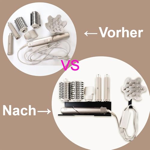 Haartrocknerhalter für Shark Flex Style, Wandhalterung, kompatibel mit Shark FlexStyle, Lockenstab Organizer, Rack mit Kordelaufhänger für Zubehör, Lockenwickler, Bürsten, Diffusor und Aufsätze
