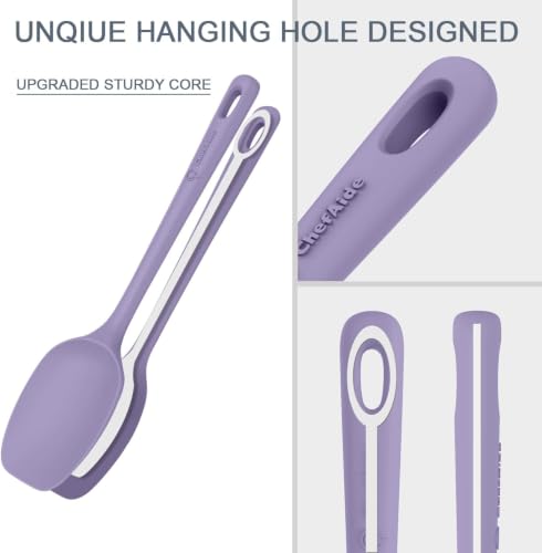 Image of ChefAide 5 Pieces Silicone Spatula Set, Food Grade Rubber Spatula, Upgrade Strong Handle with Ergonomic Grip, Heat Resistant Up to 600F for Nonstick Cookware, Cooking