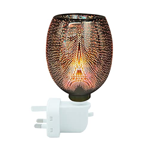 Lámpara Calentadora Velas, Quemador de cera eléctrico de vidrio 3D In Quemador de aceite de metal Quemador de cera derretida Calentador de velas Lámpara difusora de aroma for el hogar Oficina Dormitor