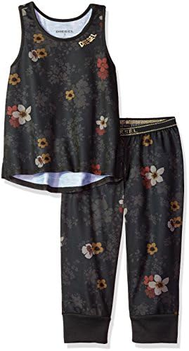 Diesel Sleepwear Girls' Big Sleepwear Set, Capri Black Floral, 16