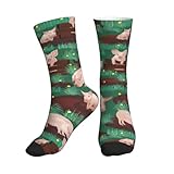 PPHGUT Schweine im Bauernhof-Druck, für Erwachsene, mittlere Röhre, atmungsaktiv, Sport, Laufen, Fitnessstudio, Training, Joggen, 1 Schwarz, Einheitsgröße