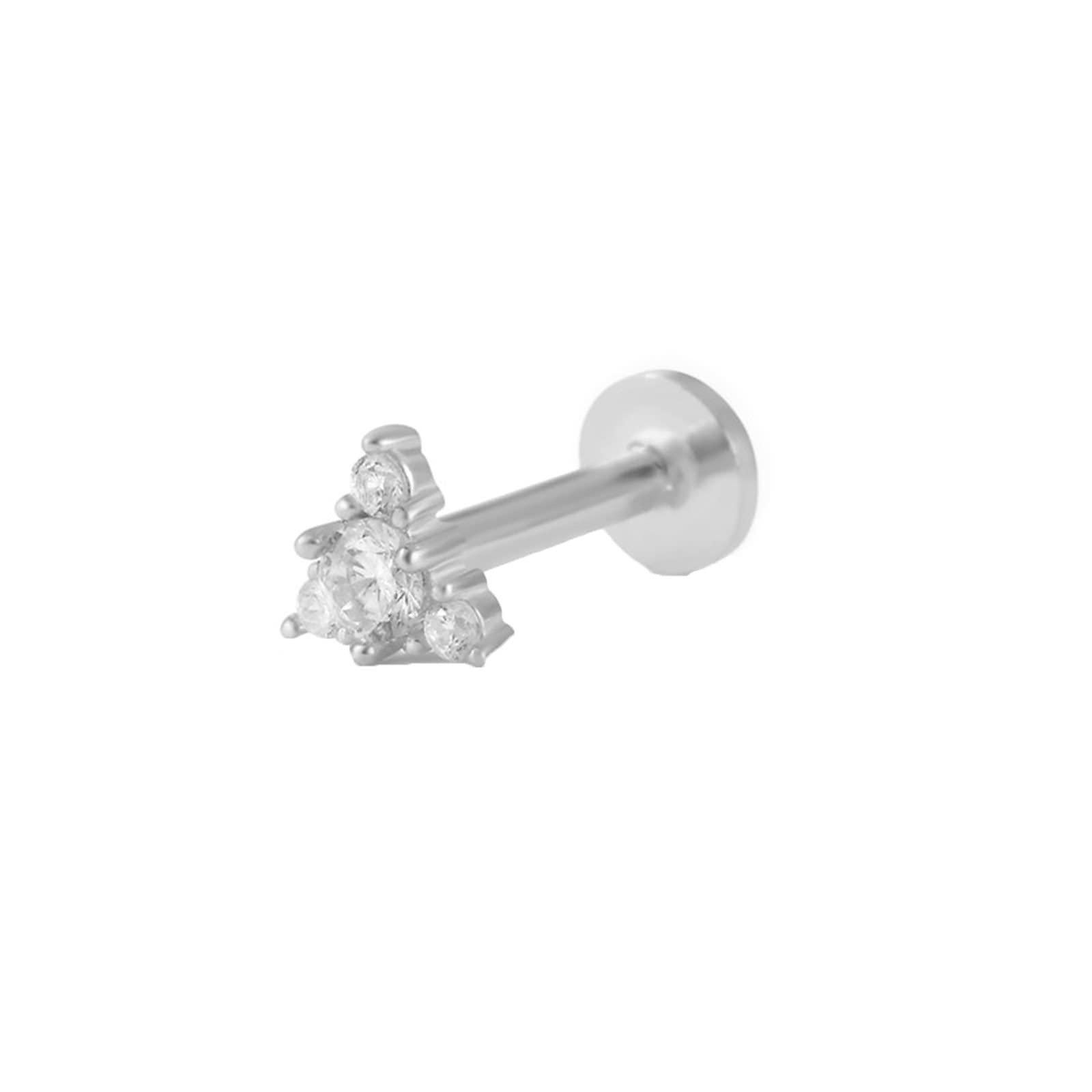 Orecchini 925 Argento, Orecchini A Bottone Oro Zirconia Triangolare Orecchini Donna