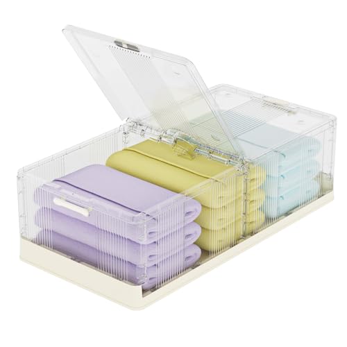 NIRIAHO Under Bed Storage Containers - 19.5Gal Bedroom Closet Organizers and Storage, Clear Plastic Stackable Under bed Storage Bins with Lids Rolling Under Bed Storage with Wheels for Clothes