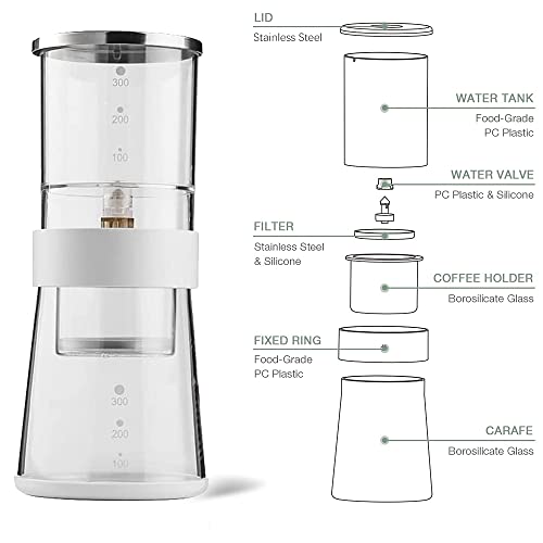 Image of Ice Drip Coffee Maker 14oz Cold Brew Coffee Smooth Dripper Slow Cold Drip Iced Coffee Concentrate Brewer with Adjustable Water Flow, Stainless Steel Filter