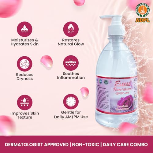 Image of Eleesa Premium Skincare Combo Pack, Eleesa Rose Water 500ml with Eleesa Geesol Glycerin Pack 500g with Dispensor