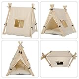 EUGAD Tipi Hundezelt kleine Hunde 60x70x60cm M, Katzenzelt große Katze, Hundehöhle kleine Hunde, Katzenhöhle große Katzen, Katzenhaus Indoor, Hundehaus für drinnen, Hunde Tipi Katzentipi, Weiß 0023GD