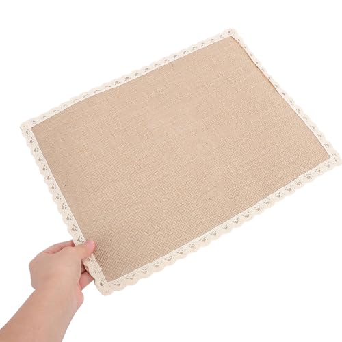 Sets de table en polyester aspect jute beige lot de 8 rectangulaires pour la table