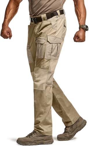 Image of CQR Men's Flex Ripstop Tactical Pants, Water Resistant Stretch Cargo Pants, Lightweight EDC Hiking Work Pants