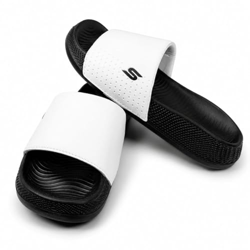 Image of Men's Cloud Foam Slides Slippers | Lightweight Comfortable Bathroom Slides for Men | Soft Cushioned Anti-Slip Daily Wear Sandals | Indoor Outdoor Casual Footwear