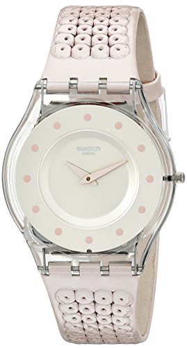 Swatch Damski analogowy zegarek kwarcowy ze skórzanym paskiem SFK387