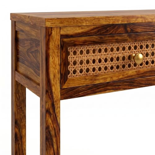 Image of Solid Sheesham Wood Console Table for Living Room Furniture | Hallway Enteryway Console for Home and Office | (Honey Finish-03)