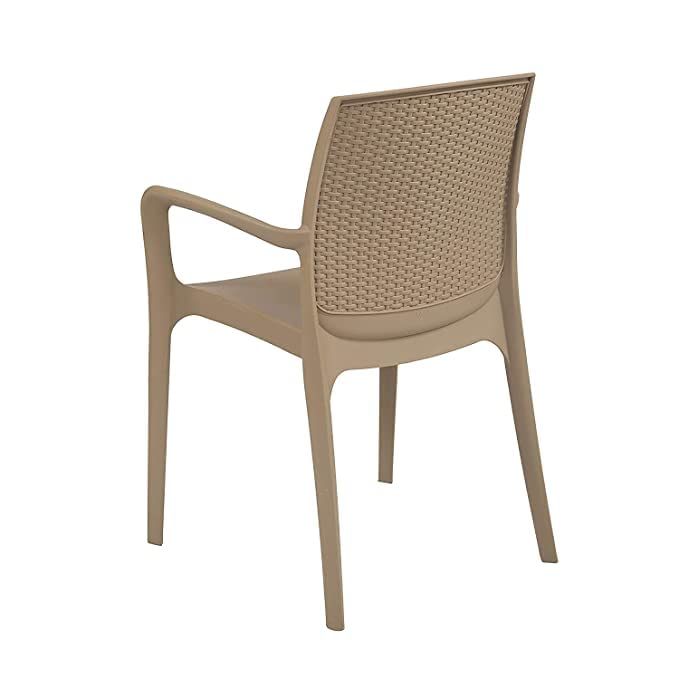 Image of Supreme Texas Heavy Duty Armrest Plastic Chair for Home, Garden, Office, Indoor /Outdoor Use(Color: Dark Beige; Qnt: 2 Pc.)