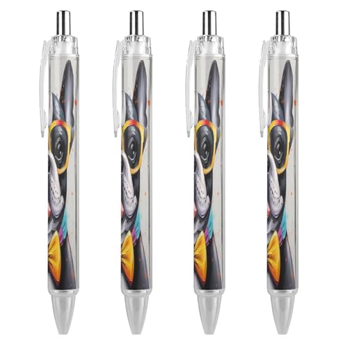 Bolígrafo retráctil para diario y oficina de 0,5 mm, pack de 4 con diseño de bulldog