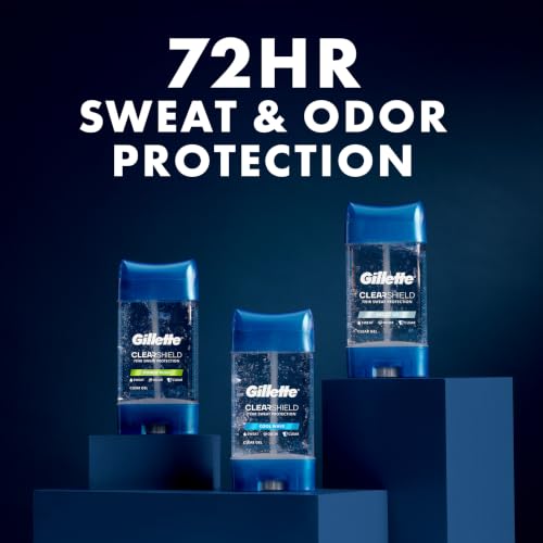 Image of Gillette Antiperspirant and Deodorant for Men, 72hr Sweat & Odor Protection, Long Lasting Freshness, Anti-White Mark Technology, Clear Gel, Wild Rain Scent, 3.8 oz