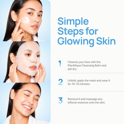 Image of PLANTIFIQUE Korean Sheet Mask, 5 Pack - Moisturizing & Nourishing Face Masks with Hyaluronic Acid, Coconut & Ceramide NP - Mascarillas Faciales