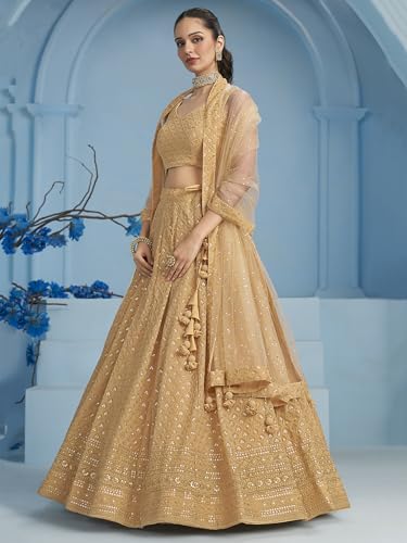 Image of Zeel Clothing Women's Sequins Thread Embroidered Georgette Lehenga Choli With Dupatta (5124-Women-Lehenga-Choli-New; Free size)