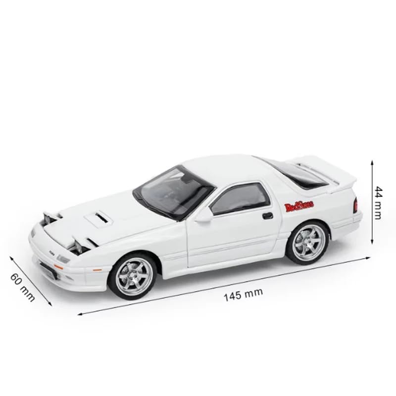 Image of 1:32 Mazda RX-7 Diecast Metal Car Model, Pull Back Toy Car with Openable Doors, Sound & Light Effects, Alloy Vehicle for Kids Boys Girls & Collectors (White)
