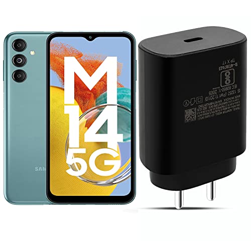 Image of Original 25W M14 5G Charger Adapter Compatible with Samsung Galaxy M14 / A14 / F14 / F34 / M34 Cellular Phone USB-C Super Fast Travel Charging Adaptive Quick Speed Adaptor Type C, [25 Watt] - Black