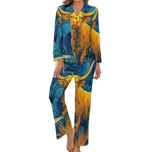 Pyjama homme 2 pièces imprimé ciel étoilé Taureau en grande taille